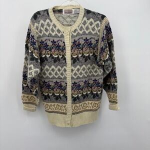 Vintage Y2K Cottage‎ The Import Workshop Cardigan Sweater Floral Womens Sz M